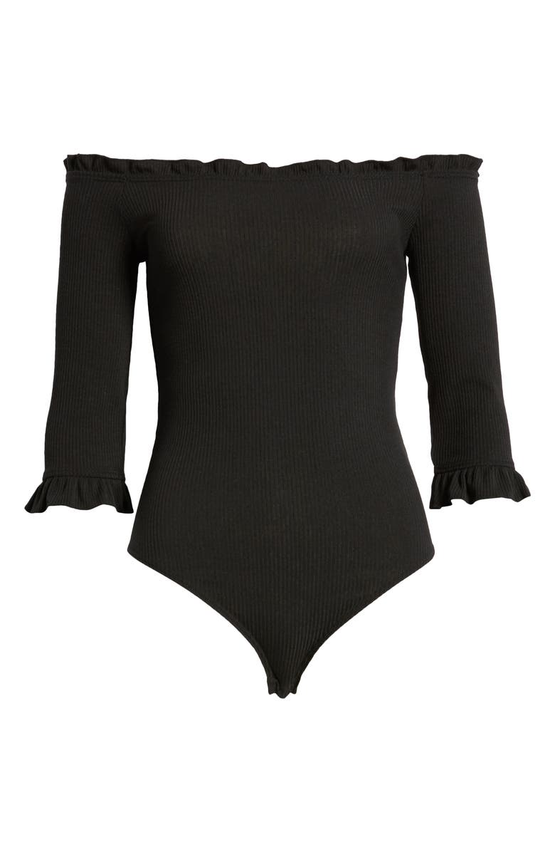 Socialite Ribbed Off the Shoulder Bodysuit, Alternate, color,