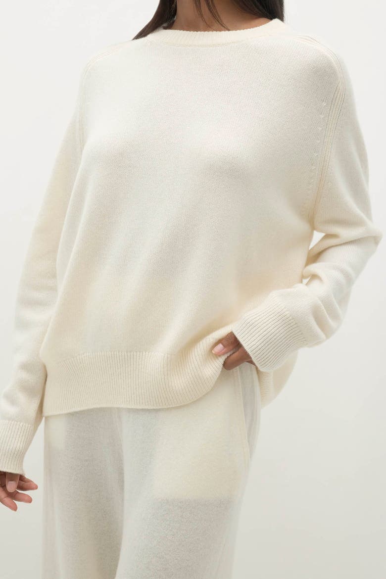 Tammy Cashmere Crewneck Sweater, Alternate, color, Ecru