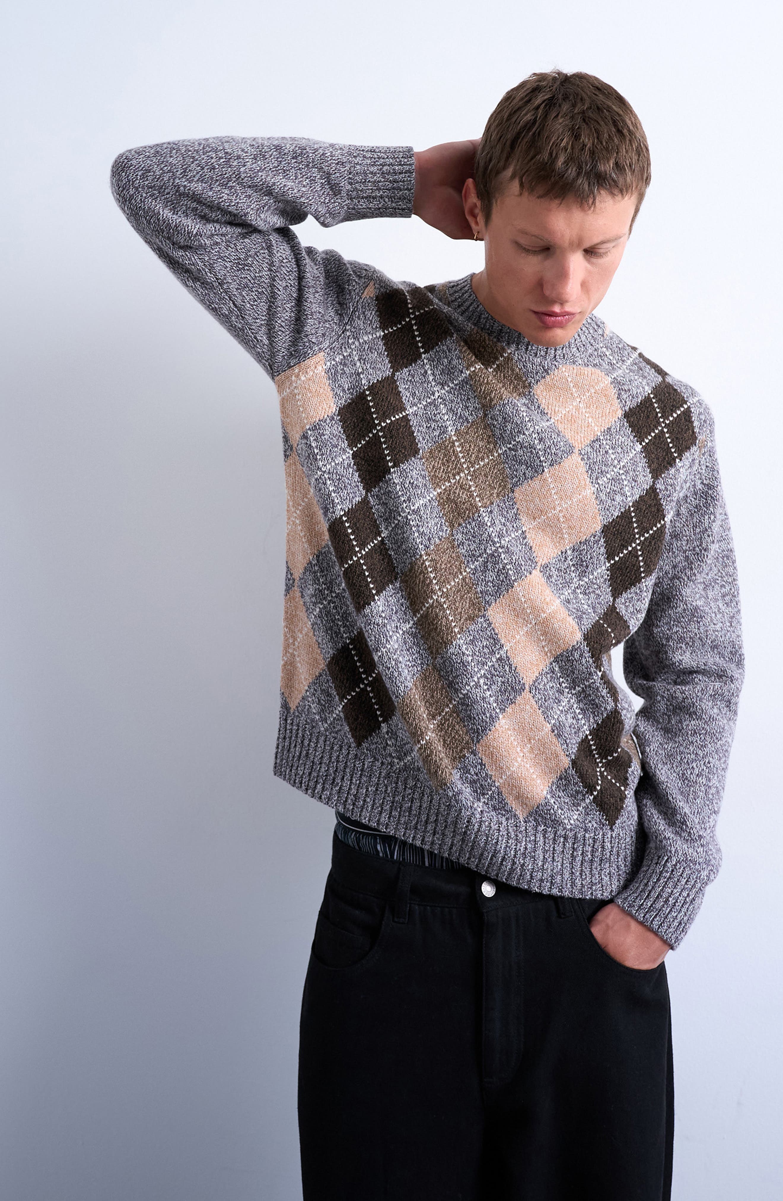 Topman Argyle Crewneck Sweater