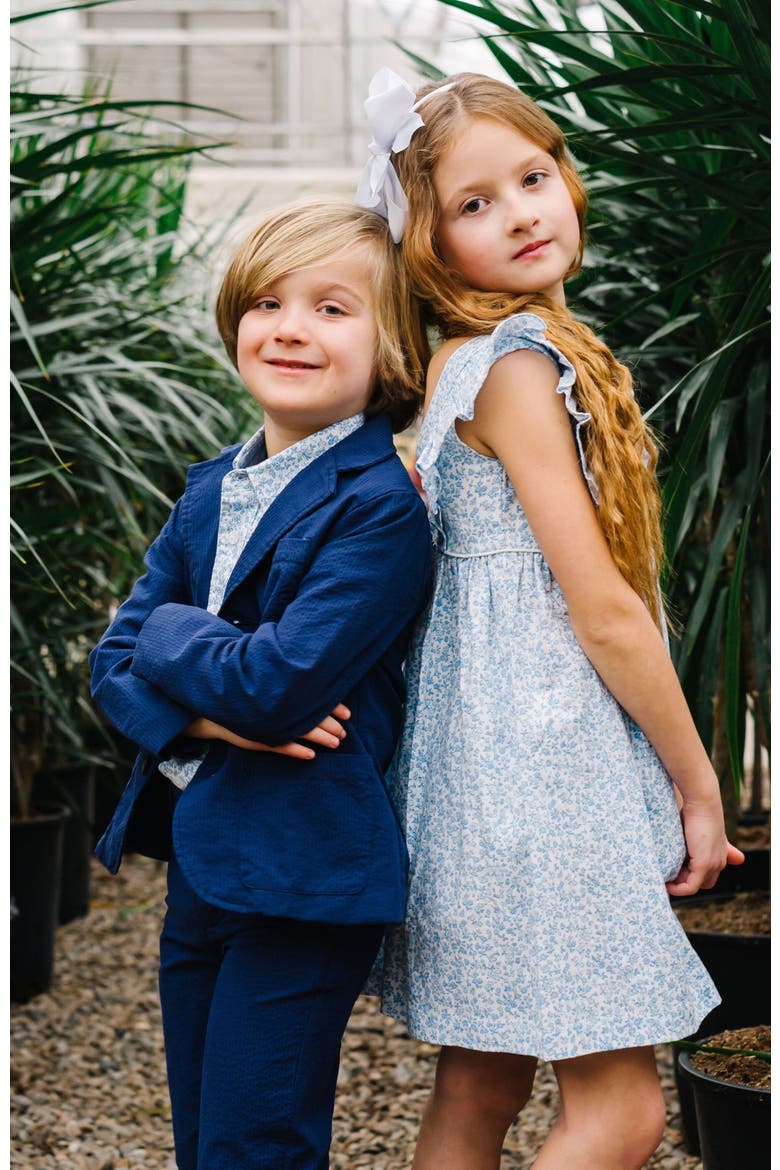 Boys' Organic Seersucker Suit Jacket, Toddler, Alternate, color, Navy Seersucker