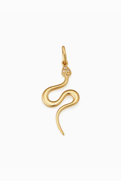 14K Gold Snake Charmer Pendant Charm