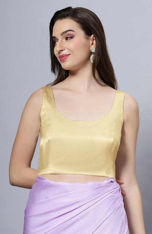 One Minute Saree® Reema Gold Satin Comfort Stretch Deep U Adjustable Tie Back Womens Saree Blouse