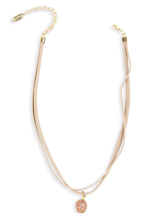 Druzy Charm Leather Choker Necklace