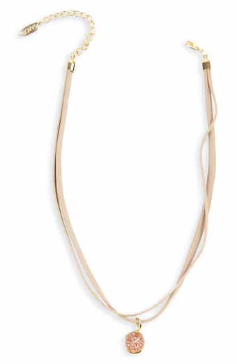 Druzy Charm Leather Choker Necklace