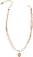 SAACHI Druzy Charm Leather Choker Necklace