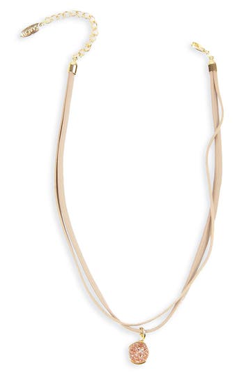 Saachi Druzy Charm Leather Choker Necklace In Gold