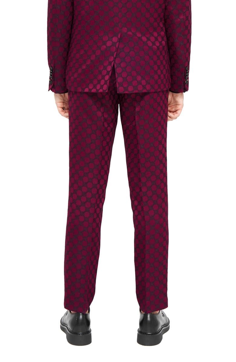 Twisted Tailor Papatya Slim Fit Burgundy Jacquard Suit Trousers, Alternate, color, 