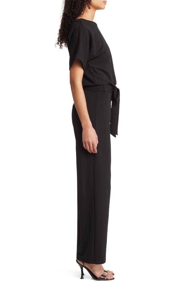 Alexandra Tie Waist Jumpsuit, Alternate, color, BLACK