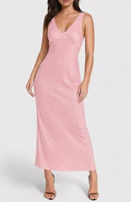 bebe Crepe V-Neck Maxi Dress