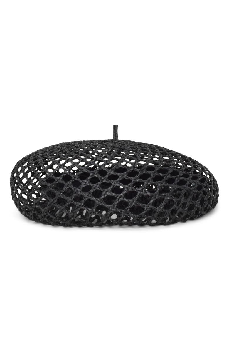 Gigi Burris Millinery Coco Woven Straw Beret, Alternate, color, Black