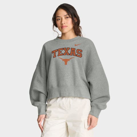 Women's Nike Heather Gray Texas Longhorns Oversized Phoenix Arch Pullover Sweatshirt