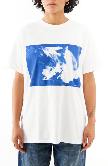 Bdg Urban Outfitters Cats Cyan Oversize Cotton Graphic T-shirt