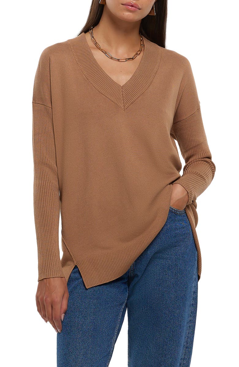 River Island V-Neck Sweater, Main, color, 
