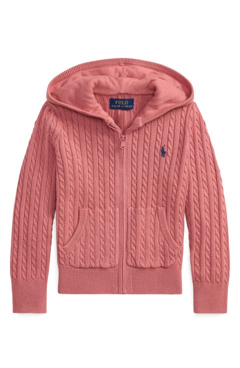 Kids' Mini Cable Cotton Cardigan Hoodie