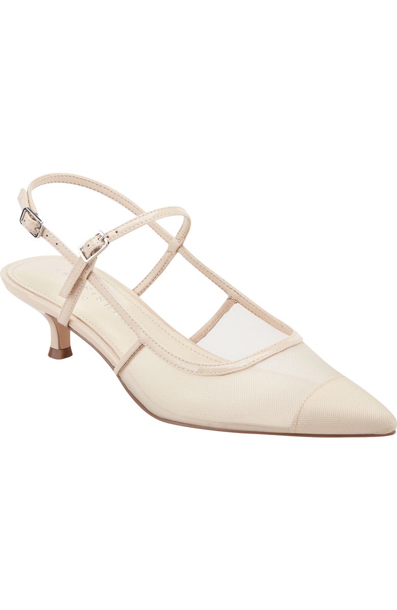 Marc Fisher LTD Ceddy Slingback Pointed Toe Kitten Heel Pump, Main, color, Ivory