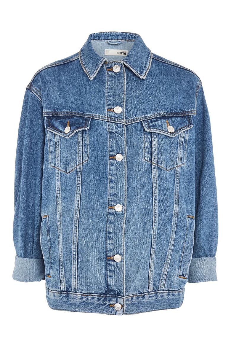 Oversize Denim Jacket, Alternate, color, MID STONE