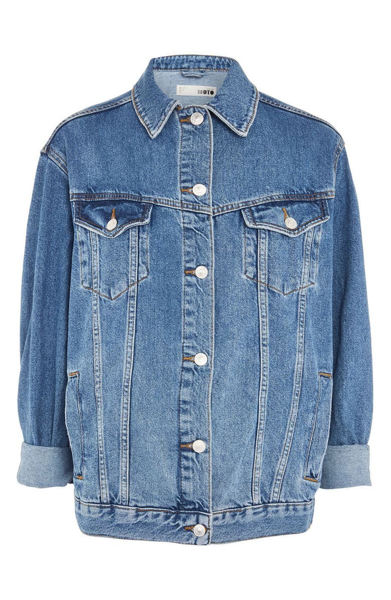 Topshop Oversize Denim Jacket, Alternate, color, 