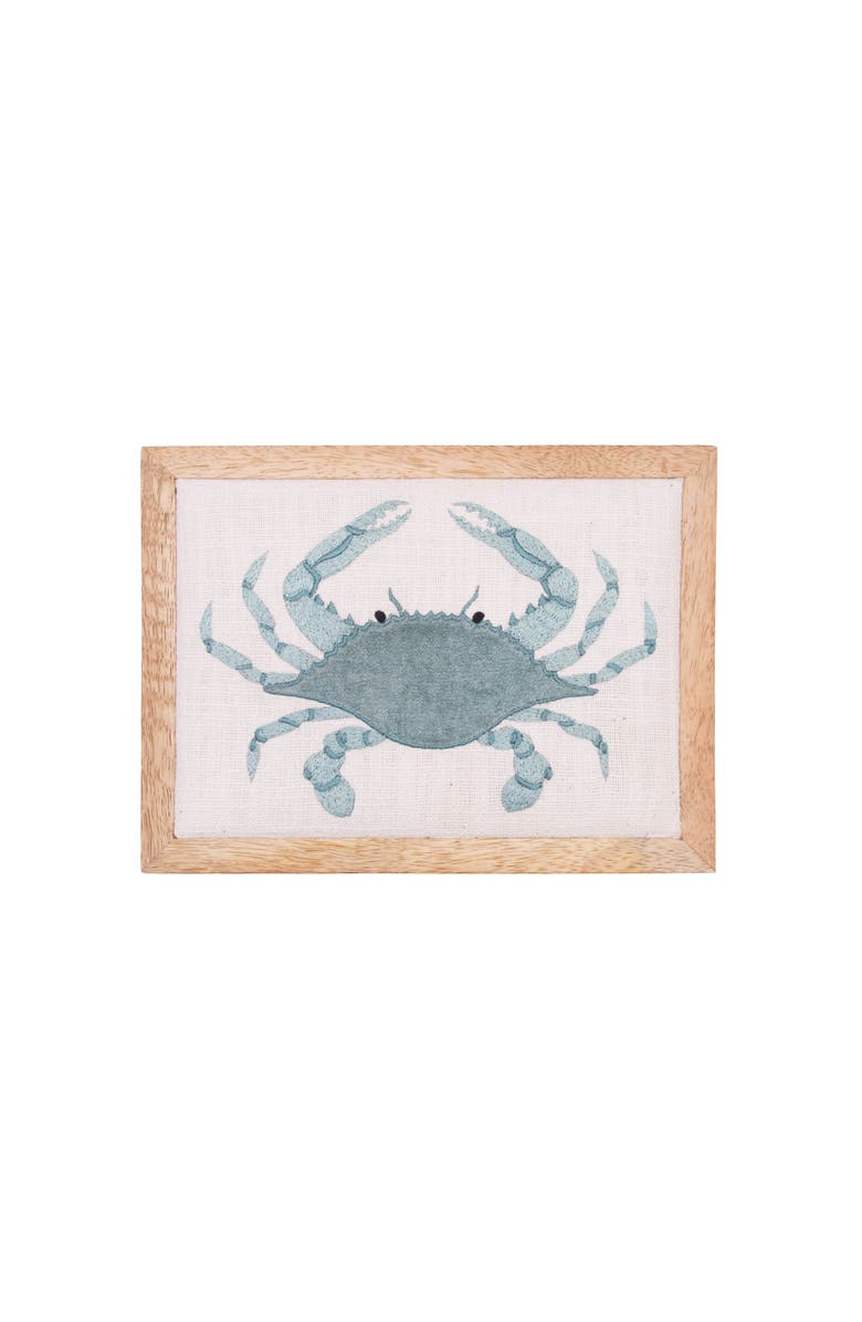 Gallerie II Sea Glass Crab Embroidered Wall Art Decor, Main, color, Blue