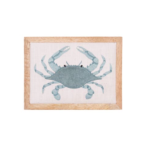 Sea Glass Crab Embroidered Wall Art Decor