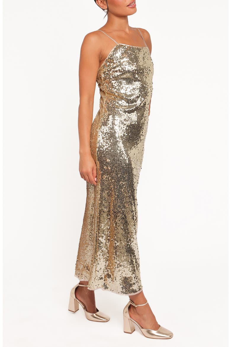 Karley Sequin Maxi Dress, Alternate, color, GOLD