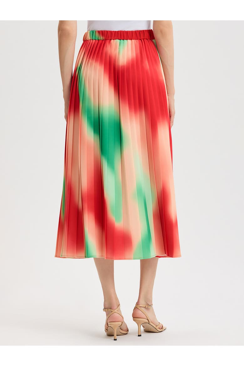 Multi-Color Pleated Crepe Maxi Skirt, Alternate, color, Cherry Ember/Peach/Green