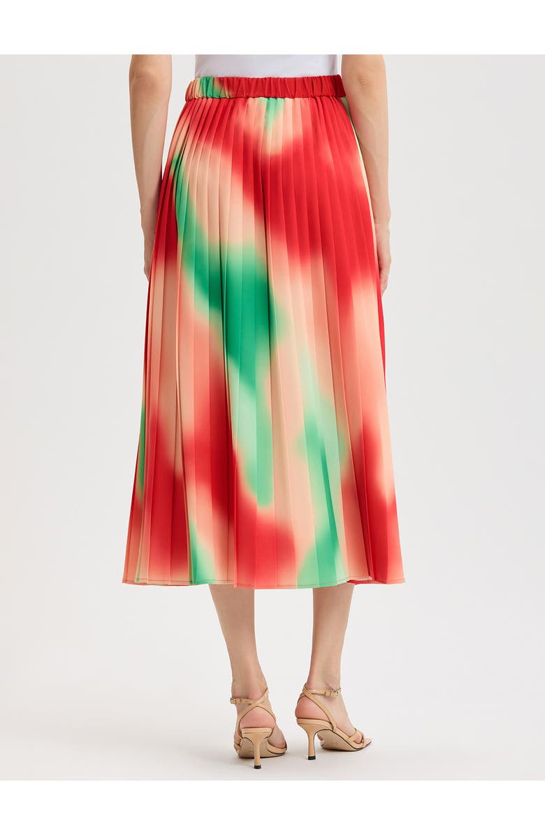 Misook Multi-Color Pleated Crepe Maxi Skirt, Alternate, color, Cherry Ember/Peach/Green