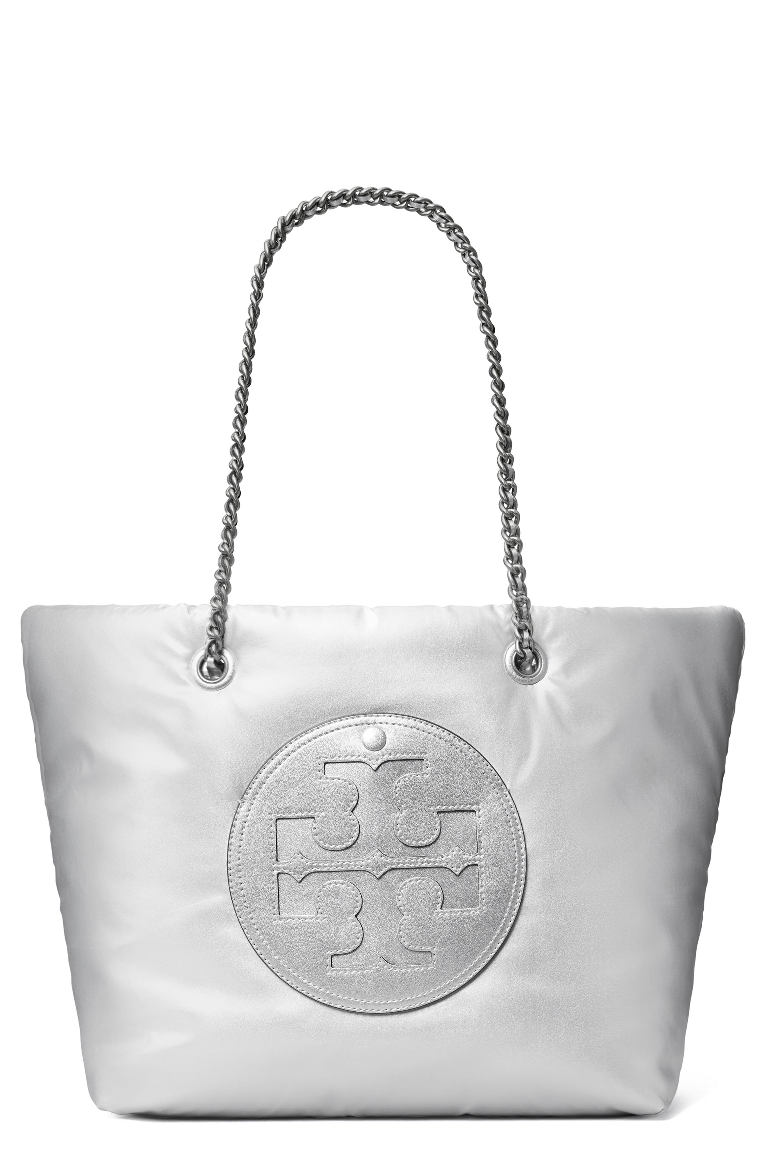 Tory Burch Ella Metallic Puffy Chain Tote, Main, color, 