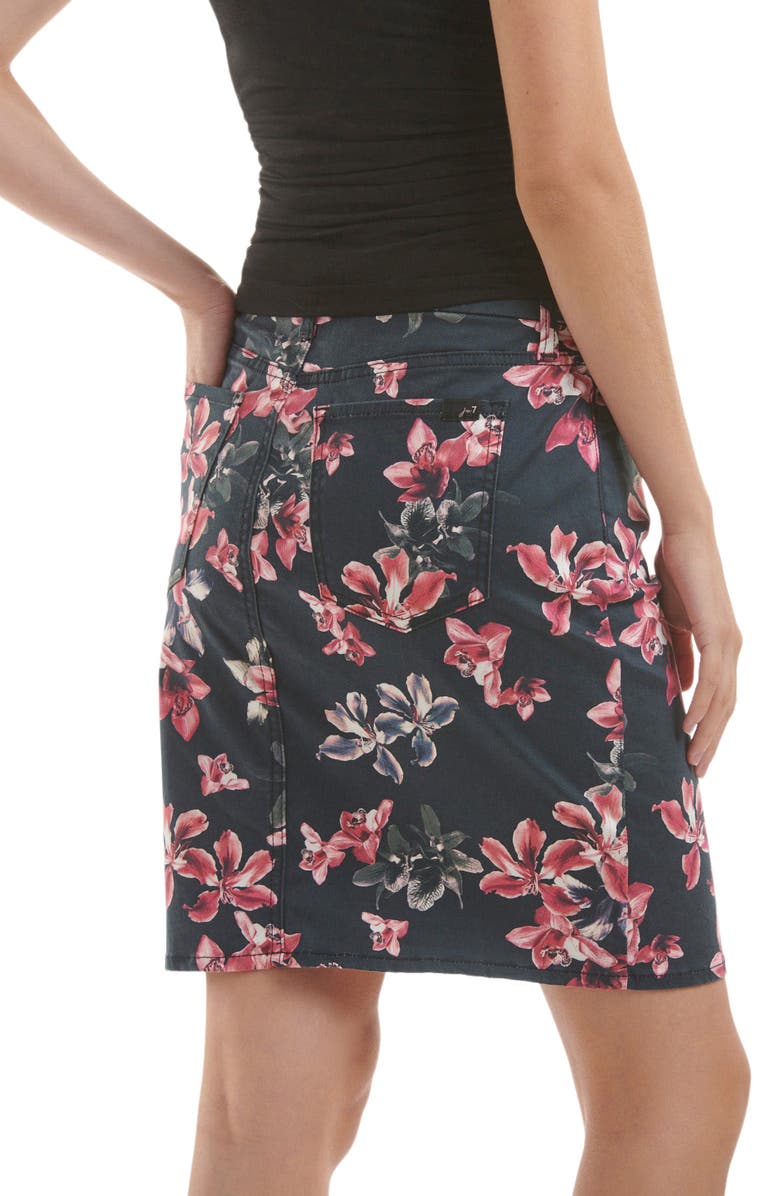 JEN7 by 7 For All Mankind Floral Clean Hem Sateen Pencil Skirt, Alternate, color, 