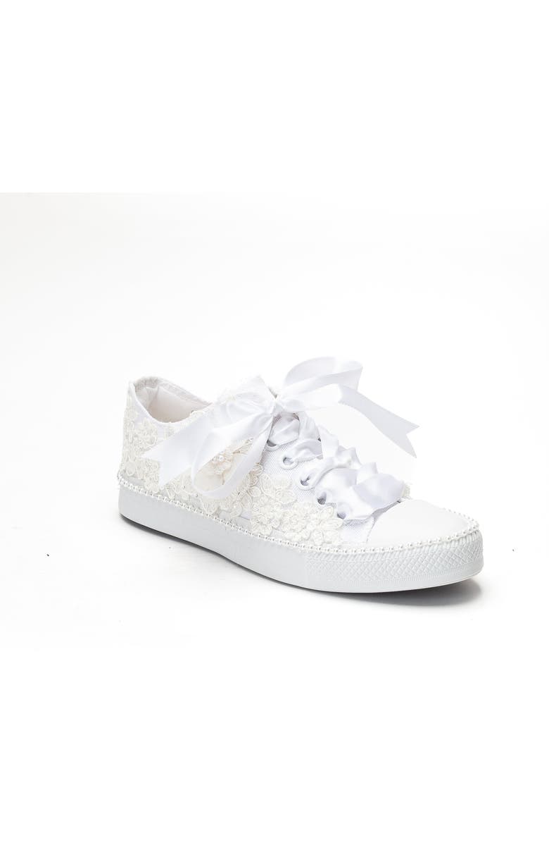 Forever & Always Shoes Marvelle Pearl Lace Bridal Sneaker, Main, color, Ivory