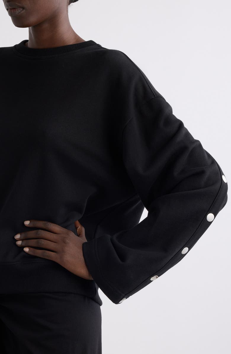 Dries Van Noten Snap Sleeve Sweatshirt, Alternate, color, Black
