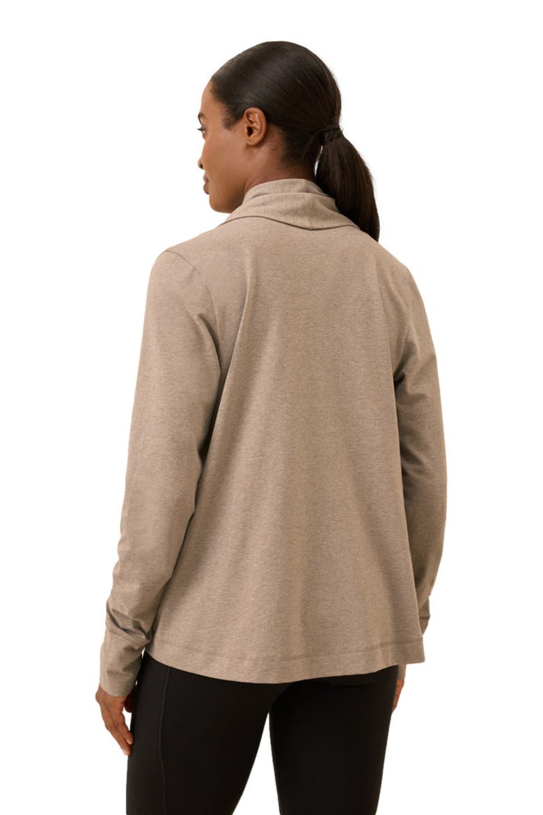 Luxe Essential Swing Cardigan Made With Organic Cotton, Alternate, color, Stucco Heather