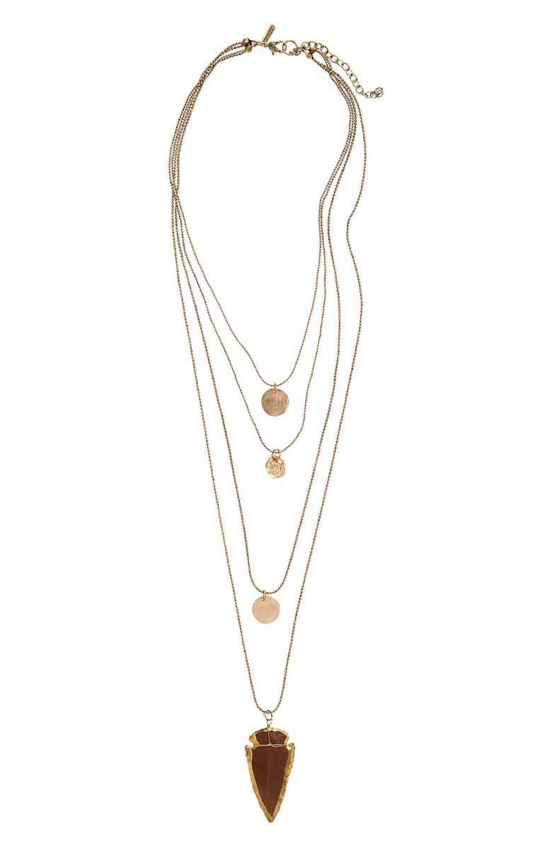 Topshop Disc, Rose & Arrowhead Layer Necklace, Main, color, 