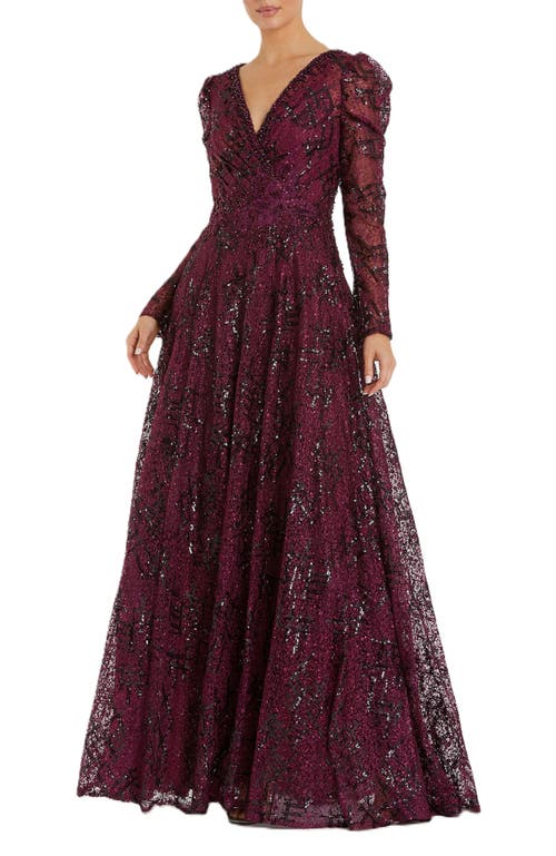 Mac Duggal Womens Lace Embellished Evening Dress In Plum