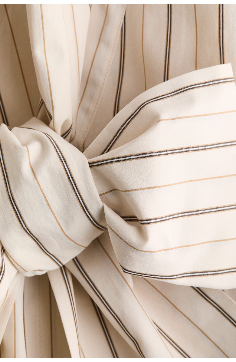 H&M Tie-front Poplin Shirt, Alternate, color, Light Beige/Striped