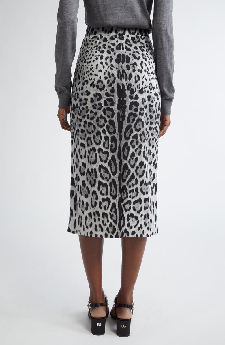 Dolce&Gabbana Leopard Print Stretch Silk Midi Skirt, Alternate, color, Hi13n Leo Nero Fdo Grigio