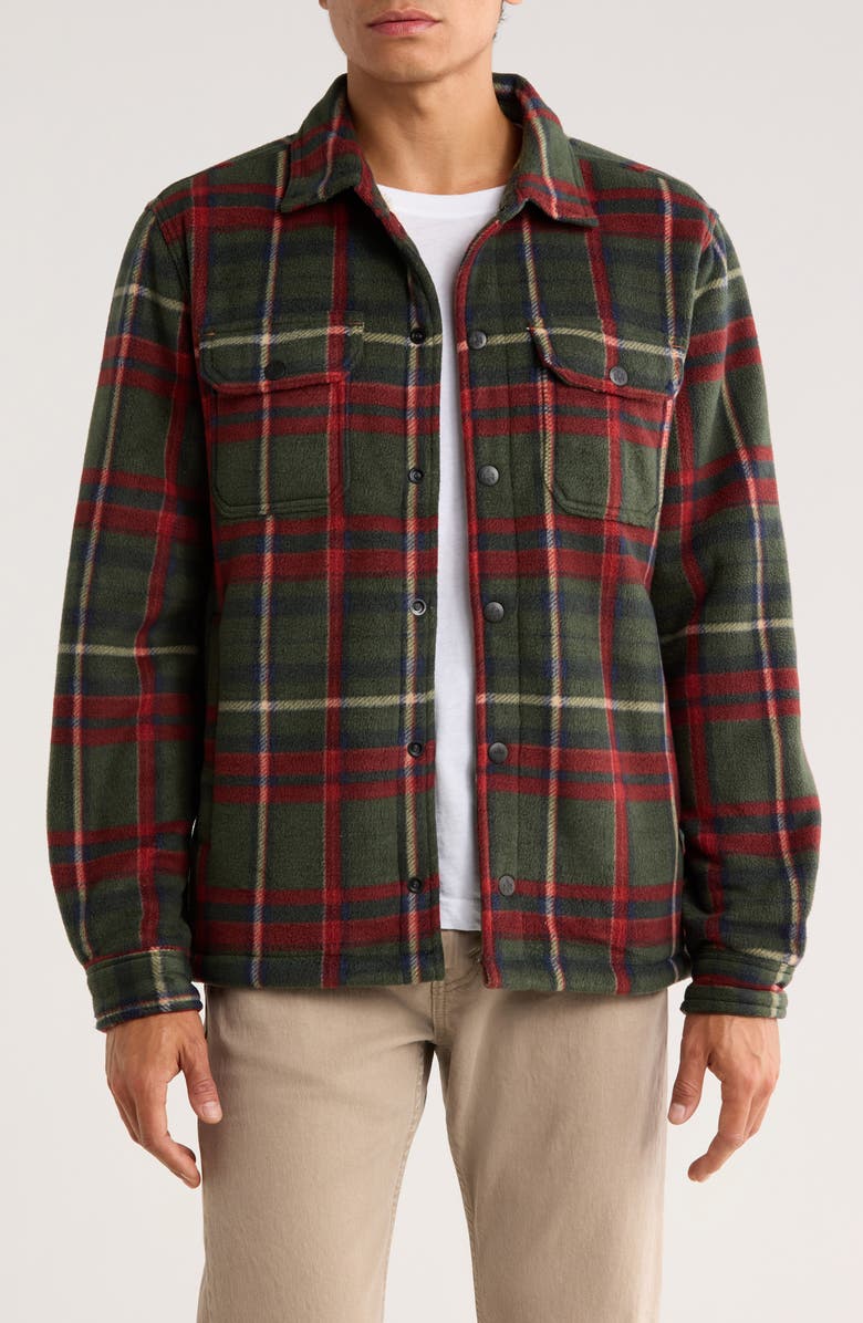 Rainforest Edgewood Plaid Bonded Fleece & Faux Shearling Jacket, Main, color, Olive Plaid Check