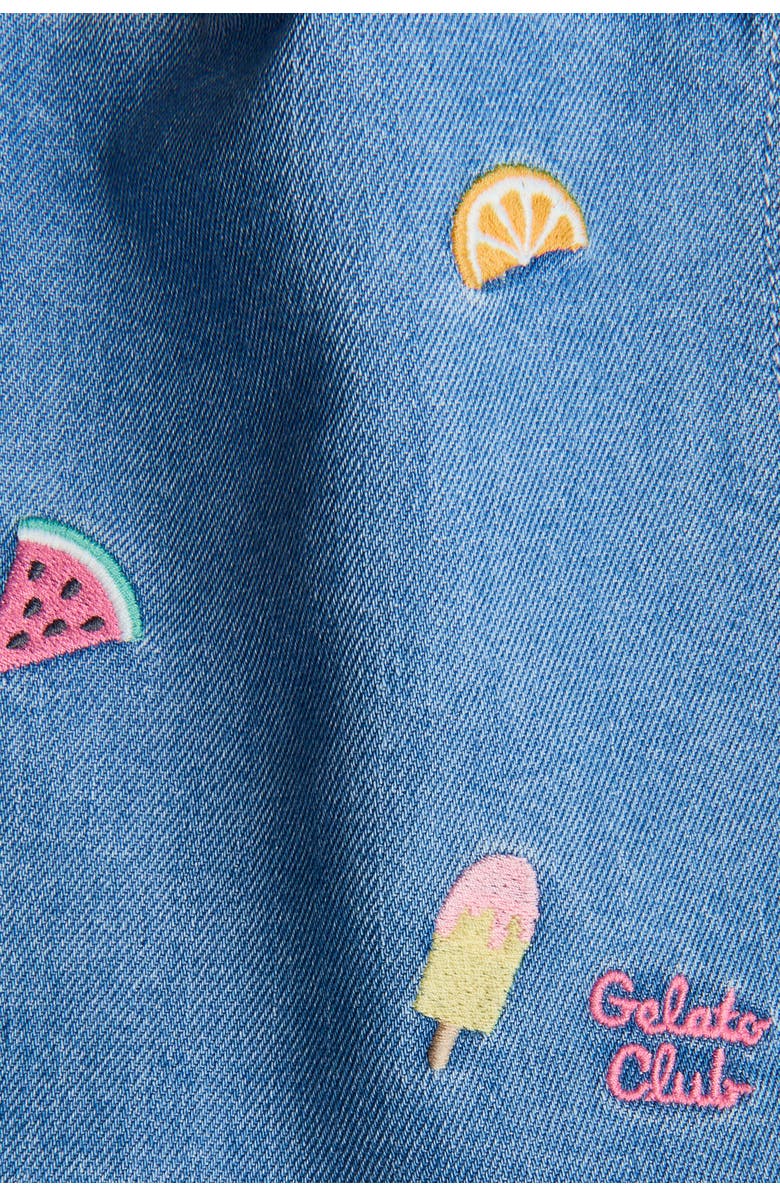H&M Embroidery-detail Denim Skort, Alternate, color, Denim Blue/Fruit