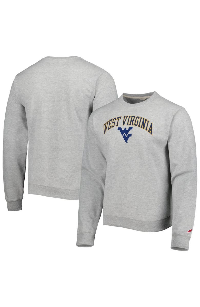 LEAGUE COLLEGIATE WEAR Men's League Collegiate Wear Heather Gray West Virginia Mountaineers 1965 Arch Essential Lightweight Pullover Sweatshirt, Main, color, Heather Gray