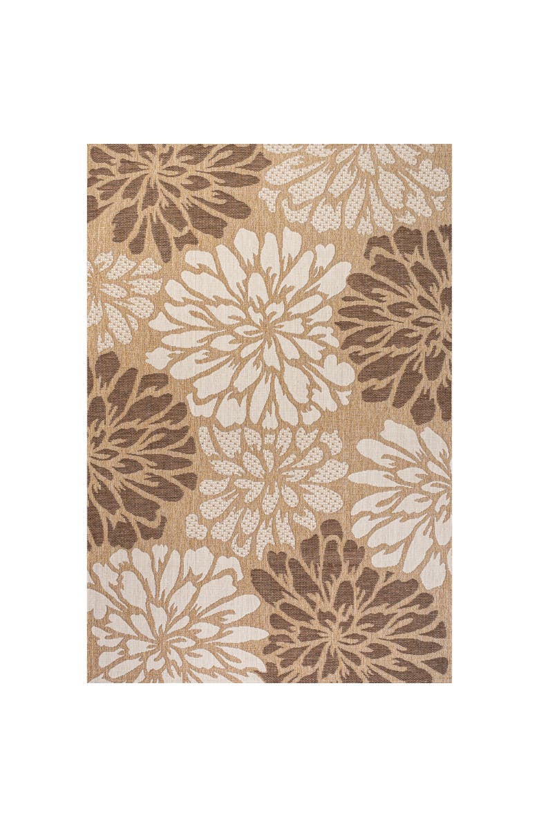 JONATHAN Y Zinnia Modern Floral Textured Weave Indoor/Outdoor Area Rug, Main, color, Brown/Cream