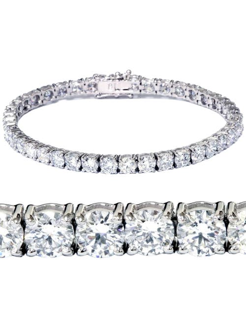 Bliss Diamond 13ct Round-cut Diamond Tennis Bracelet 14k Gold 7" Lab Grown In Silver