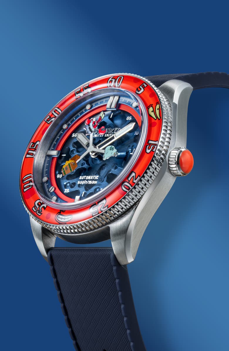 SPINNAKER x SpongeBob SquarePants Croft Midsize Automatic Rubber Strap Watch, 40mm, Alternate, color,