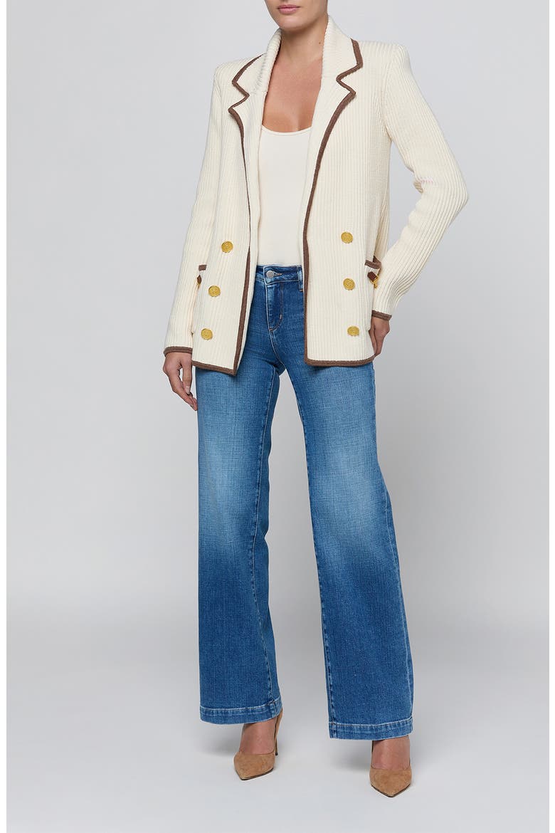 Ranch Double Breasted Knit Blazer, Alternate, color, IVORY/ DK CAPPUCCINO