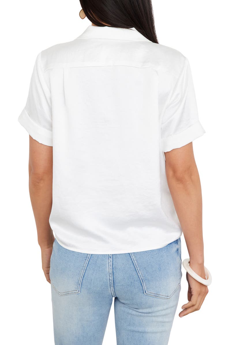 Karen Kane Roll Cuff Tie Front Satin Blouse, Alternate, color, 