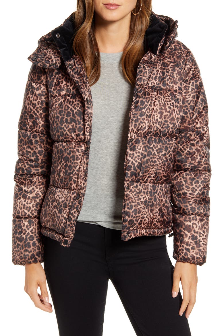 Leopard Print Puffer Jacket, Alternate, color, LEOPARD