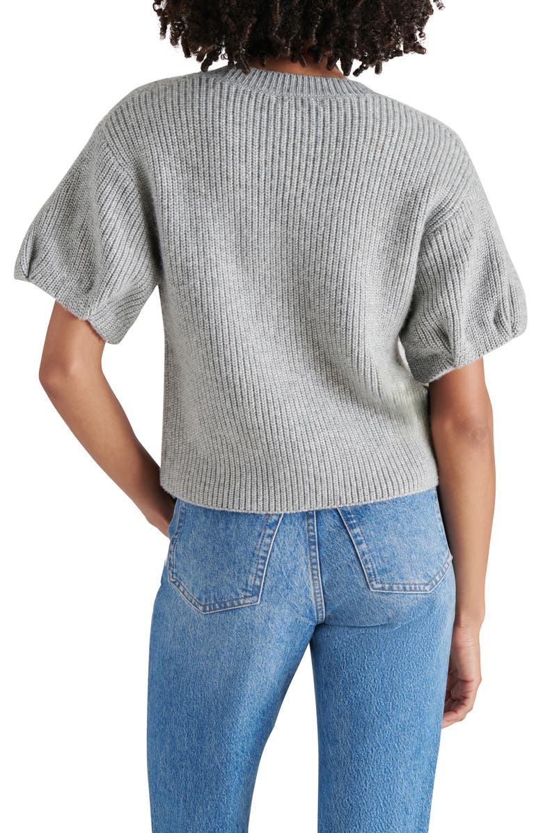 Steve Madden Jadey Puff Sleeve Sweater, Alternate, color, Heather Grey