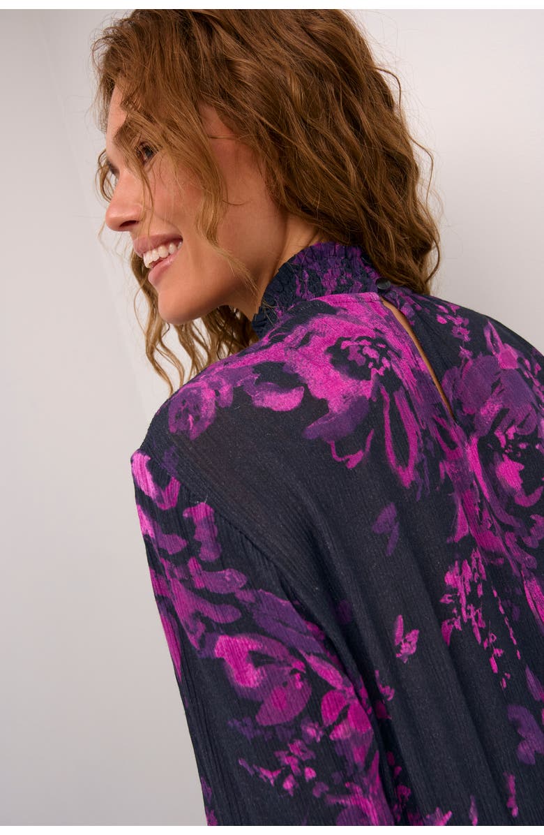 Kaffe Karikka Dress Long Sleeves High Neck, Alternate, color, Black/Purple Painted