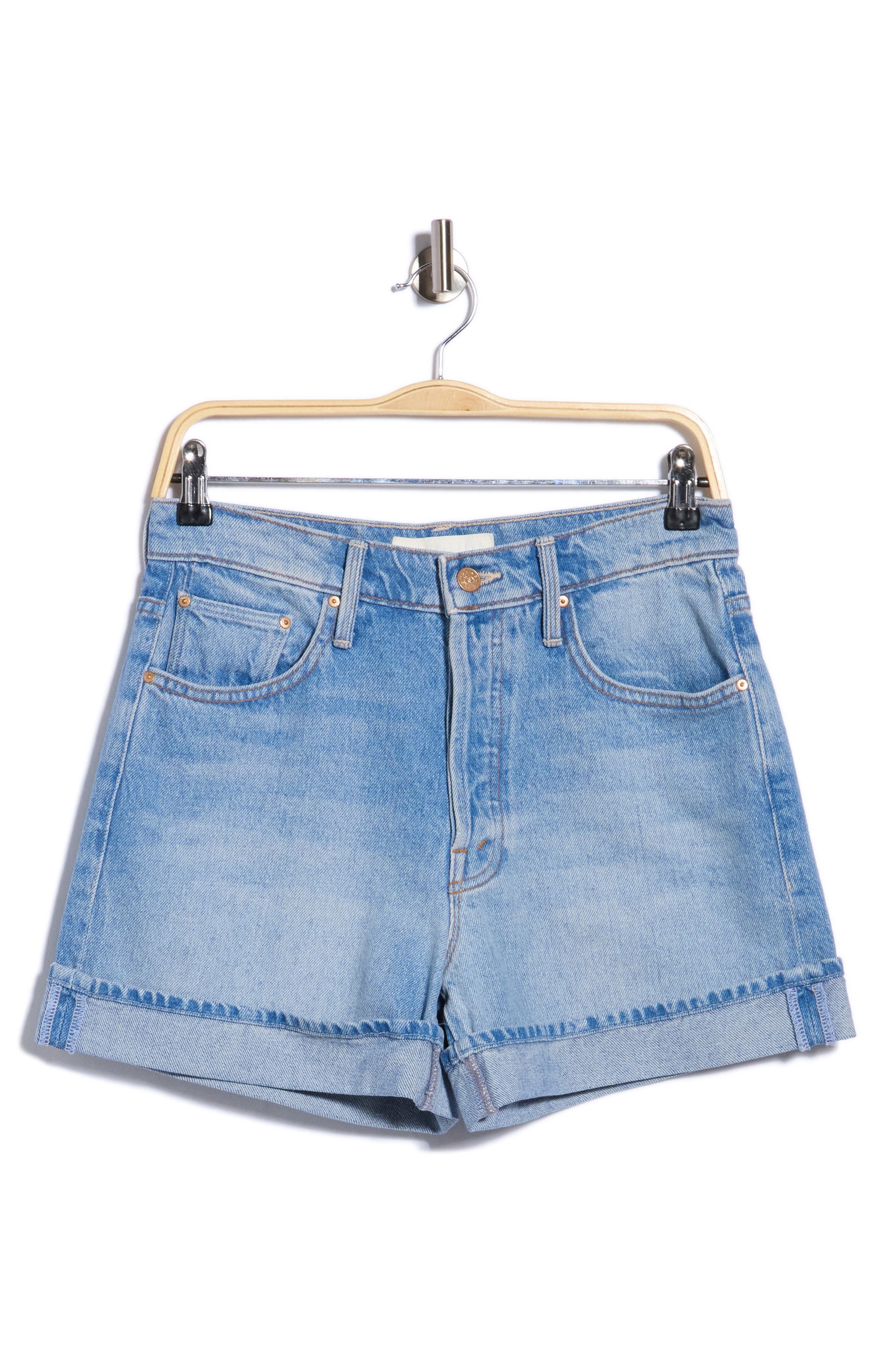 Culotte High Waist Cuffed Denim Shorts