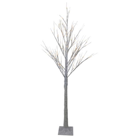LED Lighted Christmas Birch Twig Tree Outdoor Decoration - 6' - Warm White Lights