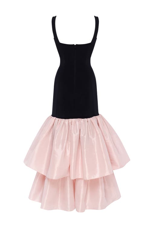 Milla Fitted Maxi Dress With Puffy Tiered Skirt In Multi