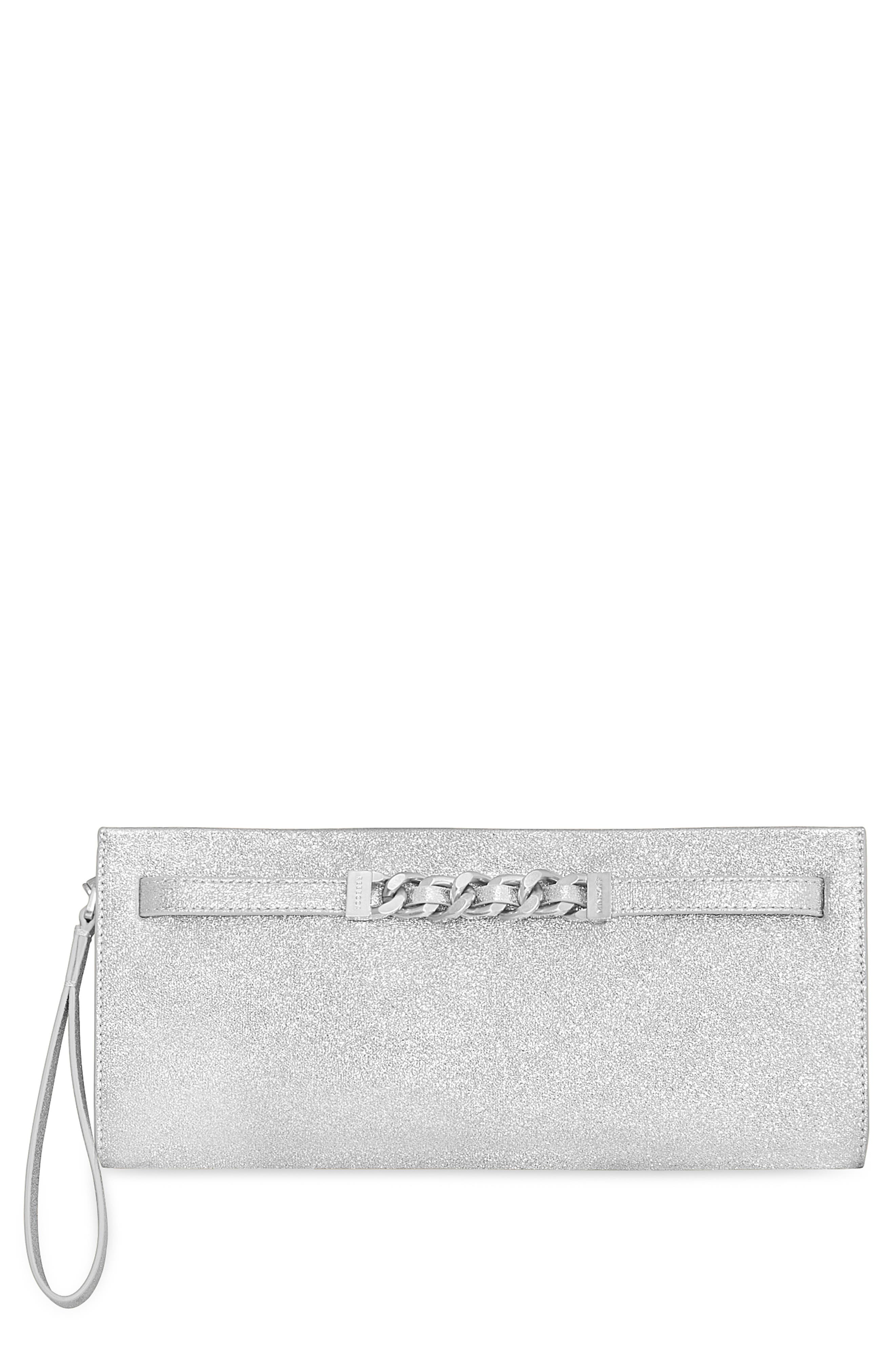 Rebecca Minkoff Curb Link Wristlet Clutch in Silver 